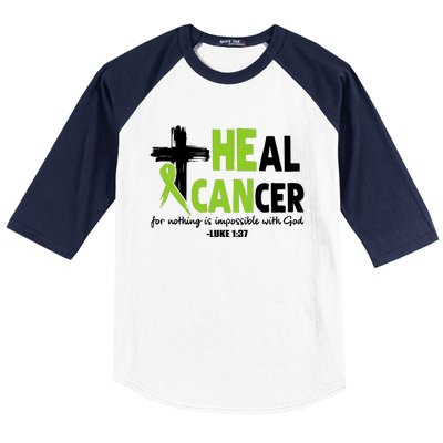 Lymphoma Cancer Awareness Heal Cancer Green Ribbon Baseball Sleeve Shirt