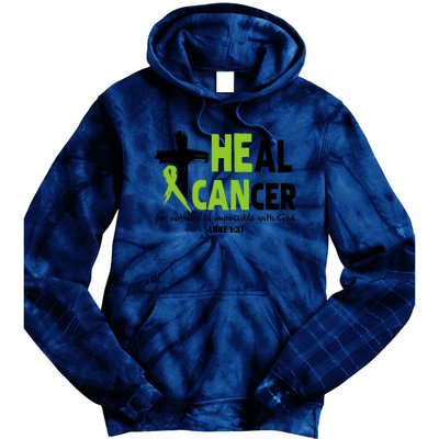 Lymphoma Cancer Awareness Heal Cancer Green Ribbon Tie Dye Hoodie