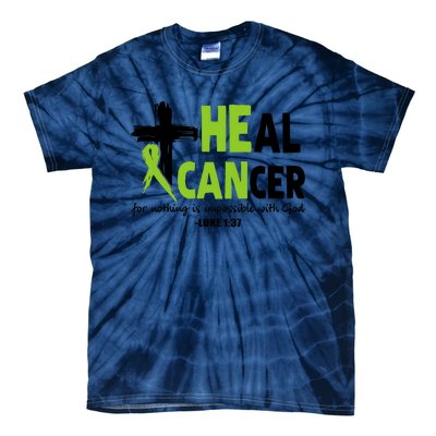 Lymphoma Cancer Awareness Heal Cancer Green Ribbon Tie-Dye T-Shirt