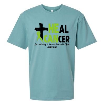 Lymphoma Cancer Awareness Heal Cancer Green Ribbon Sueded Cloud Jersey T-Shirt