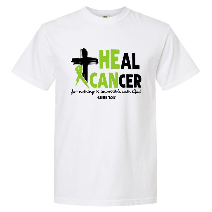 Lymphoma Cancer Awareness Heal Cancer Green Ribbon Garment-Dyed Heavyweight T-Shirt