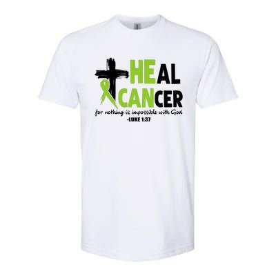 Lymphoma Cancer Awareness Heal Cancer Green Ribbon Softstyle CVC T-Shirt