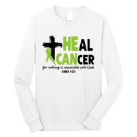 Lymphoma Cancer Awareness Heal Cancer Green Ribbon Long Sleeve Shirt