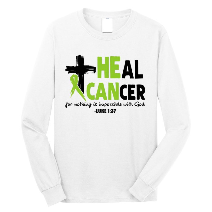 Lymphoma Cancer Awareness Heal Cancer Green Ribbon Long Sleeve Shirt