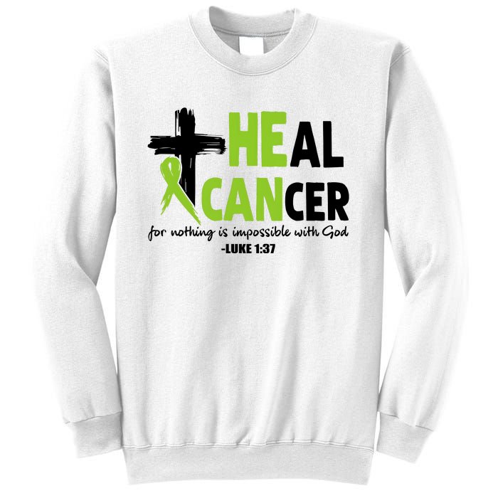 Lymphoma Cancer Awareness Heal Cancer Green Ribbon Sweatshirt