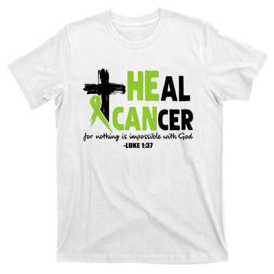 Lymphoma Cancer Awareness Heal Cancer Green Ribbon T-Shirt