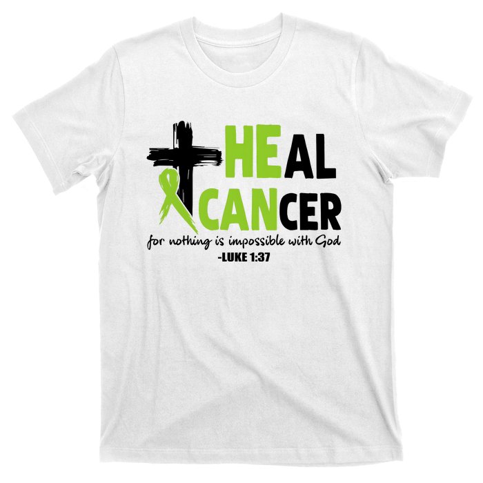 Lymphoma Cancer Awareness Heal Cancer Green Ribbon T-Shirt