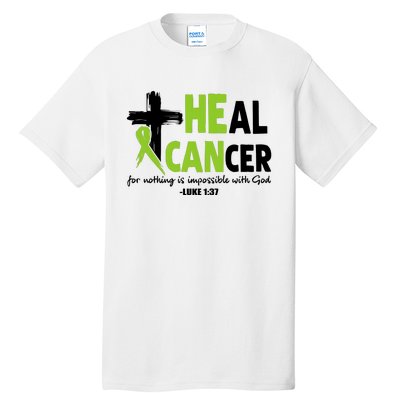 Lymphoma Cancer Awareness Heal Cancer Green Ribbon Tall T-Shirt