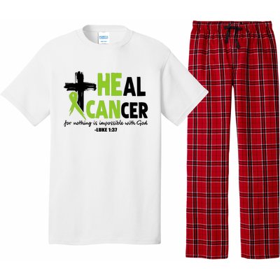 Lymphoma Cancer Awareness Heal Cancer Green Ribbon Pajama Set