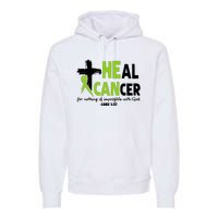 Lymphoma Cancer Awareness Heal Cancer Green Ribbon Premium Hoodie