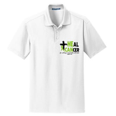 Lymphoma Cancer Awareness Heal Cancer Green Ribbon Dry Zone Grid Polo