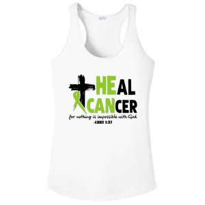 Lymphoma Cancer Awareness Heal Cancer Green Ribbon Ladies PosiCharge Competitor Racerback Tank