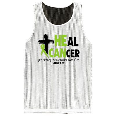 Lymphoma Cancer Awareness Heal Cancer Green Ribbon Mesh Reversible Basketball Jersey Tank