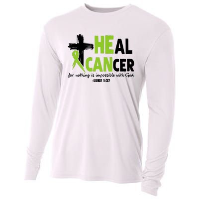 Lymphoma Cancer Awareness Heal Cancer Green Ribbon Cooling Performance Long Sleeve Crew