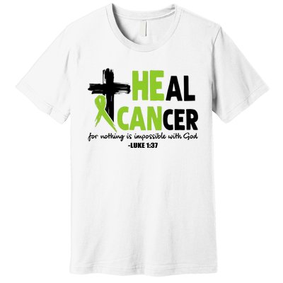 Lymphoma Cancer Awareness Heal Cancer Green Ribbon Premium T-Shirt