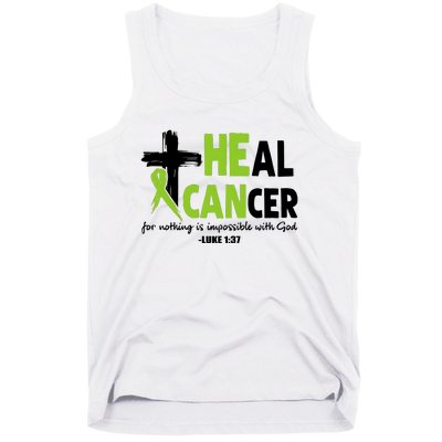 Lymphoma Cancer Awareness Heal Cancer Green Ribbon Tank Top