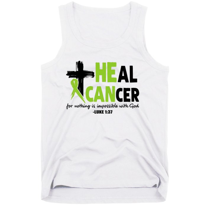 Lymphoma Cancer Awareness Heal Cancer Green Ribbon Tank Top