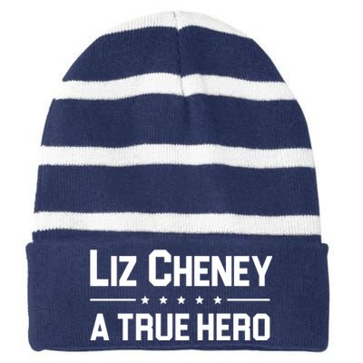 Liz Cheney A True Hero Striped Beanie with Solid Band