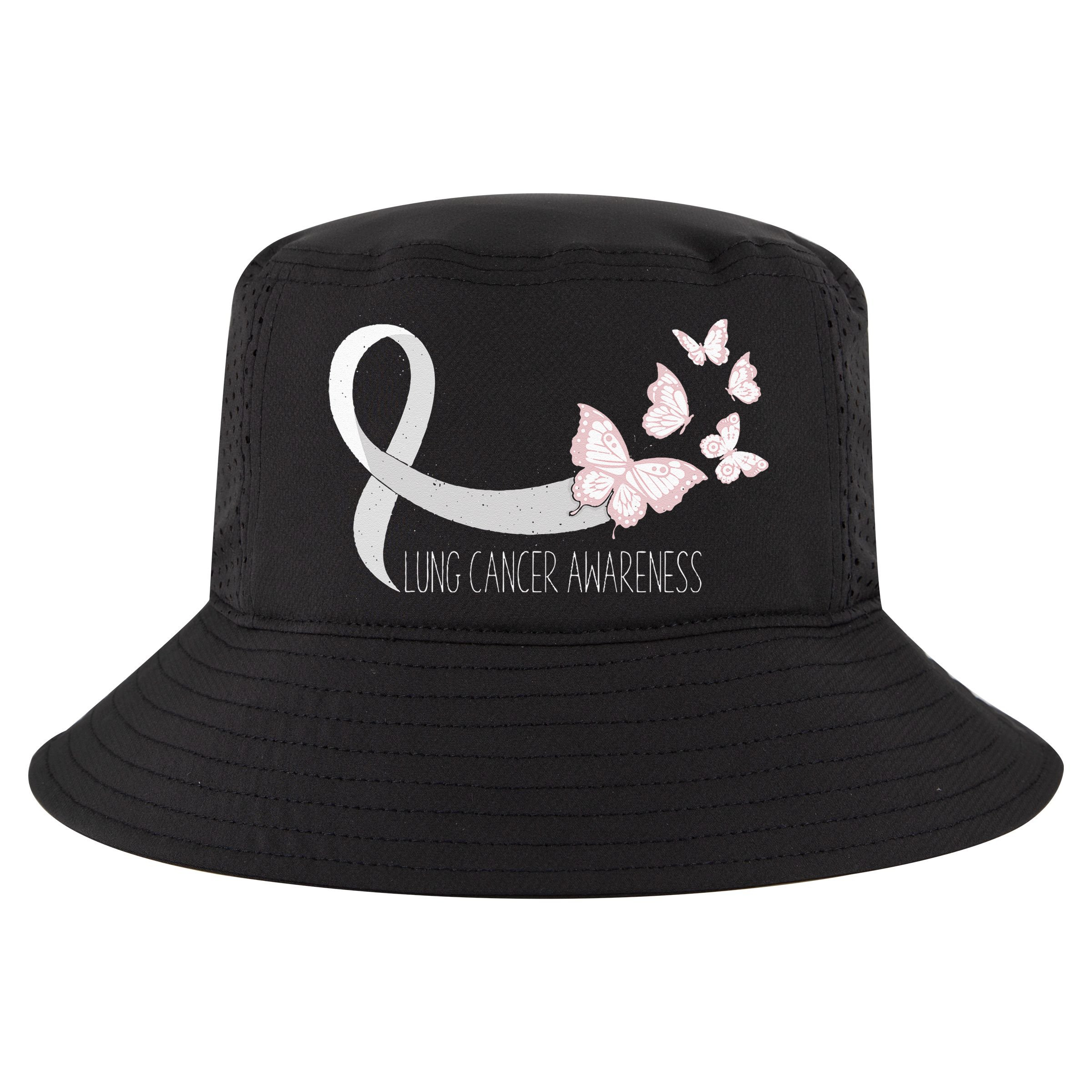 Lung Cancer Awareness Butterfly Carcinoma Ribbon Cool Comfort Performance Bucket Hat