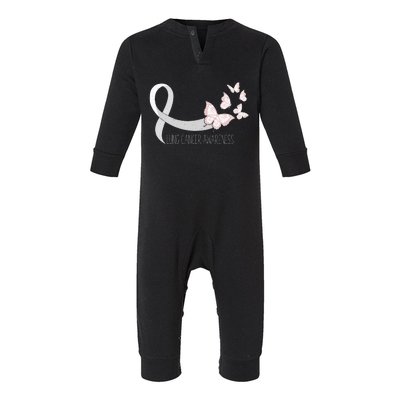 Lung Cancer Awareness Butterfly Carcinoma Ribbon Infant Fleece One Piece