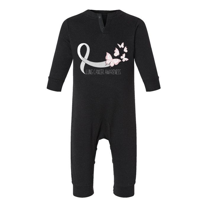 Lung Cancer Awareness Butterfly Carcinoma Ribbon Infant Fleece One Piece