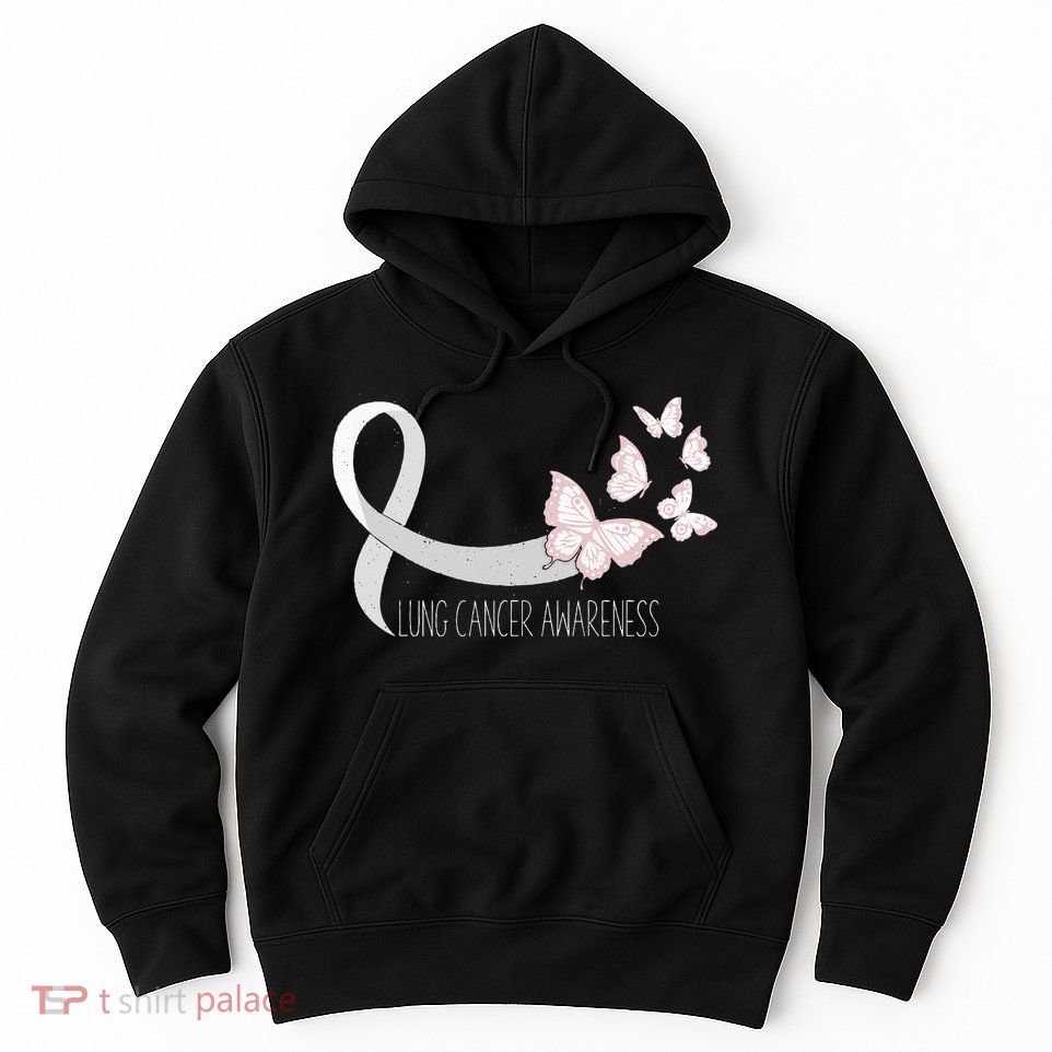 Lung Cancer Awareness Butterfly Carcinoma Ribbon Hoodie