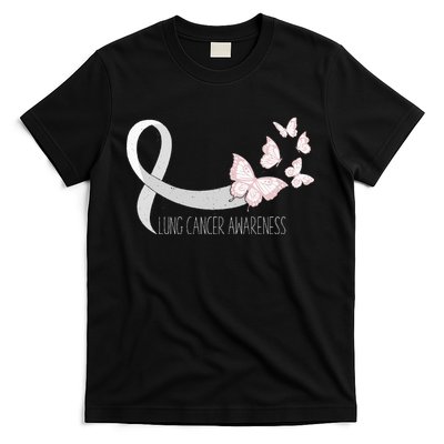 Lung Cancer Awareness Butterfly Carcinoma Ribbon T-Shirt