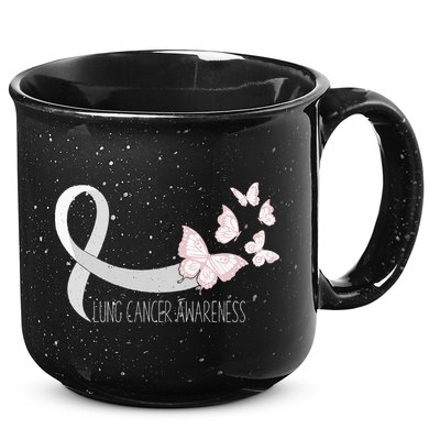 Lung Cancer Awareness Butterfly Carcinoma Ribbon 15oz Campfire Ceramic Mug