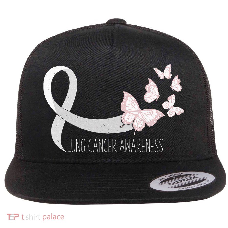 Lung Cancer Awareness Butterfly Carcinoma Ribbon Flatbill Hat