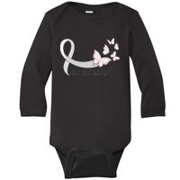 Lung Cancer Awareness Butterfly Carcinoma Ribbon Baby Long Sleeve Bodysuit