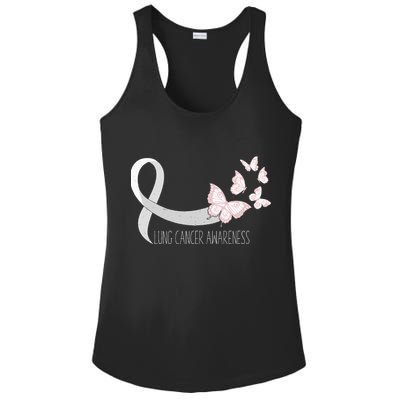 Lung Cancer Awareness Butterfly Carcinoma Ribbon Ladies PosiCharge Competitor Racerback Tank