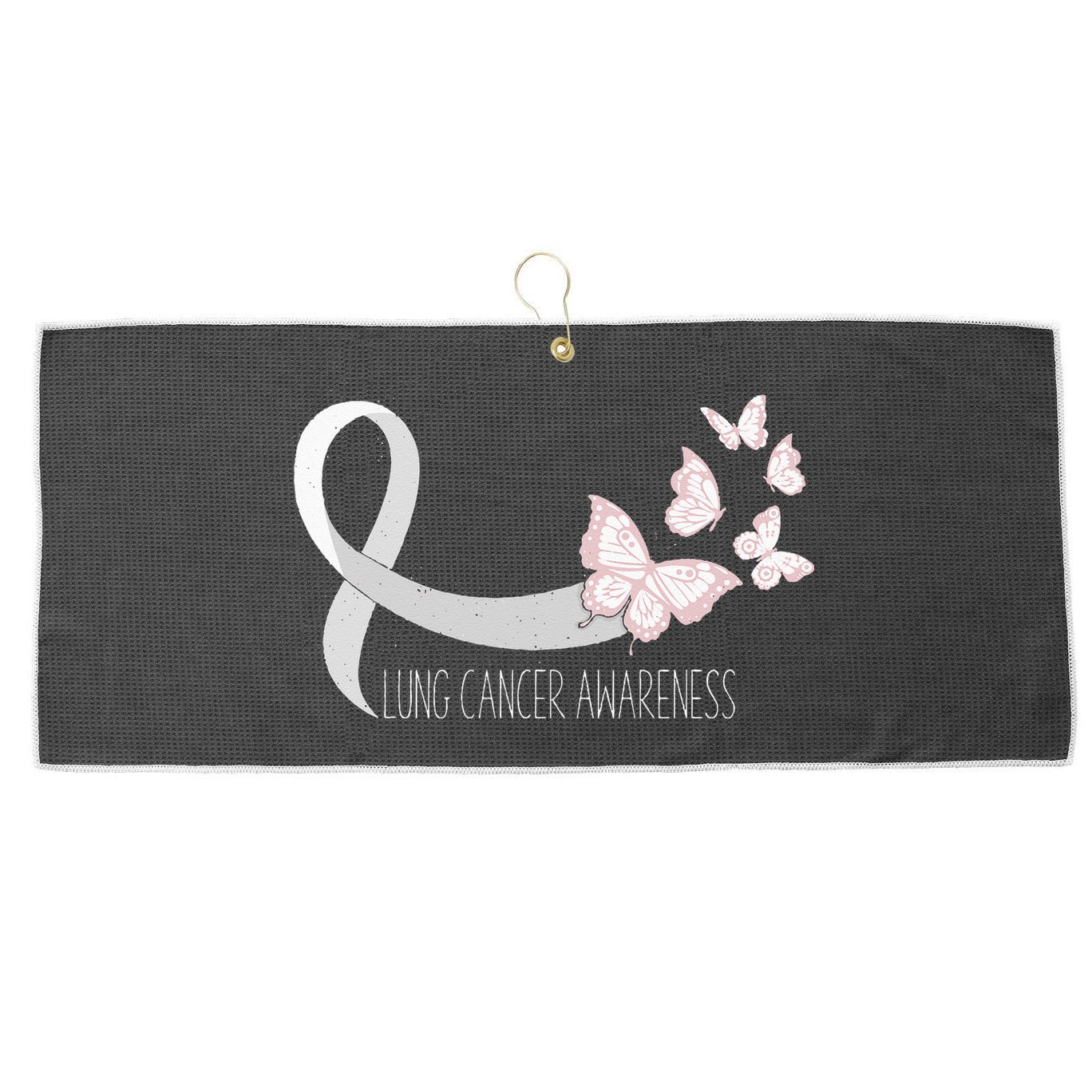 Lung Cancer Awareness Butterfly Carcinoma Ribbon Large Microfiber Waffle Golf Towel