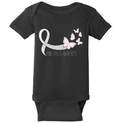 Lung Cancer Awareness Butterfly Carcinoma Ribbon Baby Bodysuit