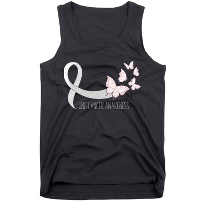 Lung Cancer Awareness Butterfly Carcinoma Ribbon Tank Top