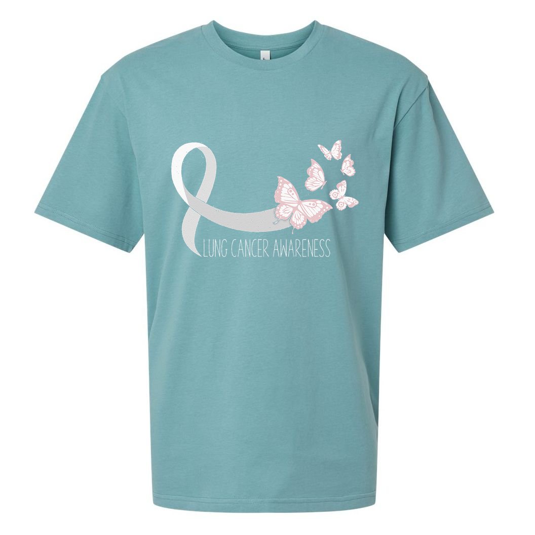 Lung Cancer Awareness Butterfly Carcinoma Ribbon Sueded Cloud Jersey T-Shirt
