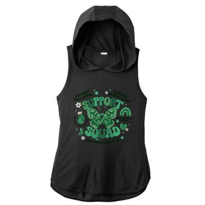 Liver Cancer Awareness Support Squad Butterfly Ladies PosiCharge Tri-Blend Wicking Draft Hoodie Tank