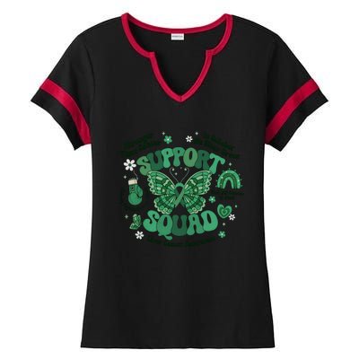 Liver Cancer Awareness Support Squad Butterfly Ladies Halftime Notch Neck Tee