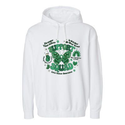 Liver Cancer Awareness Support Squad Butterfly Garment-Dyed Fleece Hoodie