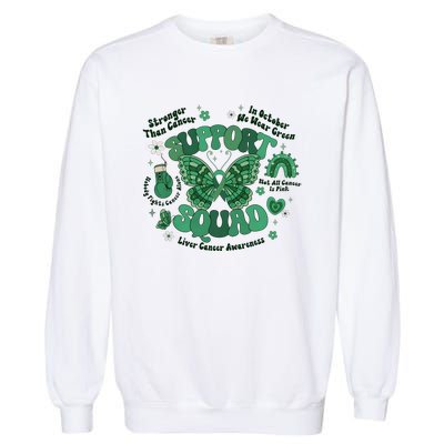 Liver Cancer Awareness Support Squad Butterfly Garment-Dyed Sweatshirt