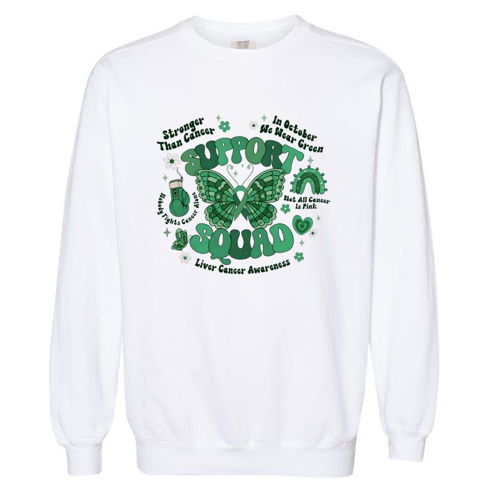 Liver Cancer Awareness Support Squad Butterfly Garment-Dyed Sweatshirt