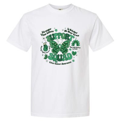 Liver Cancer Awareness Support Squad Butterfly Garment-Dyed Heavyweight T-Shirt