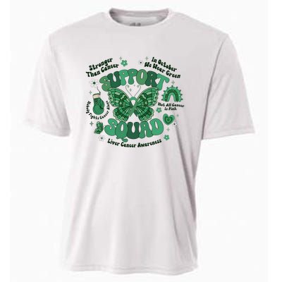 Liver Cancer Awareness Support Squad Butterfly Cooling Performance Crew T-Shirt