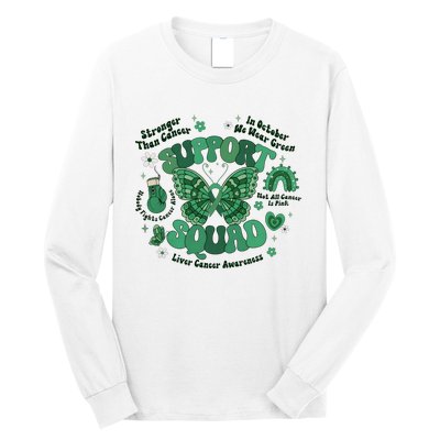 Liver Cancer Awareness Support Squad Butterfly Long Sleeve Shirt