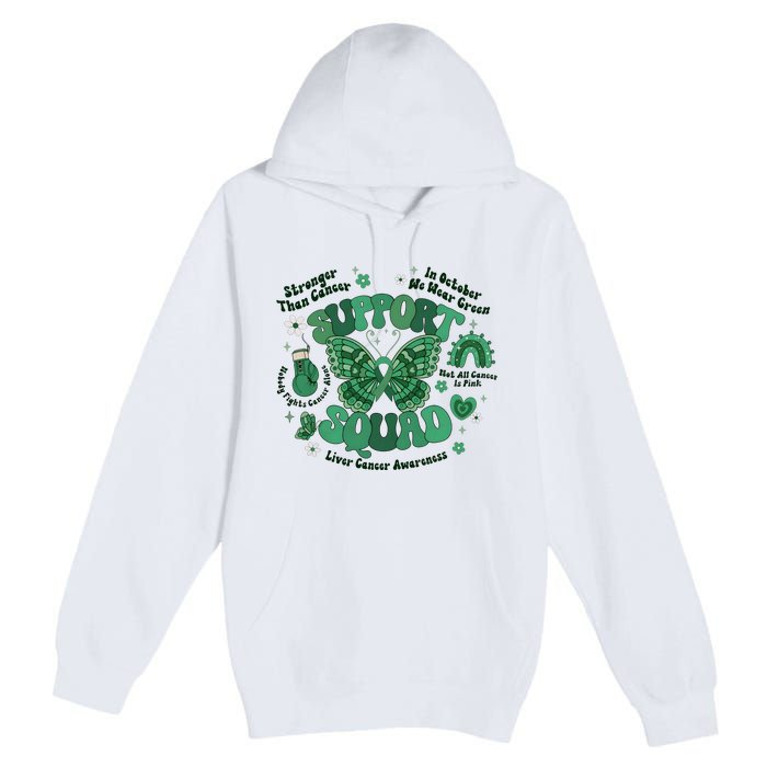 Liver Cancer Awareness Support Squad Butterfly Premium Pullover Hoodie