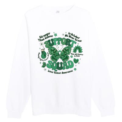 Liver Cancer Awareness Support Squad Butterfly Premium Crewneck Sweatshirt