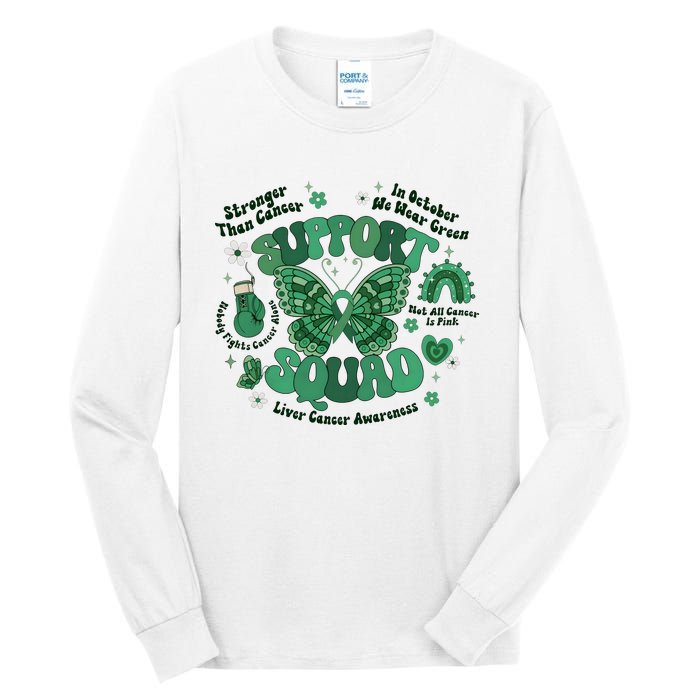 Liver Cancer Awareness Support Squad Butterfly Tall Long Sleeve T-Shirt