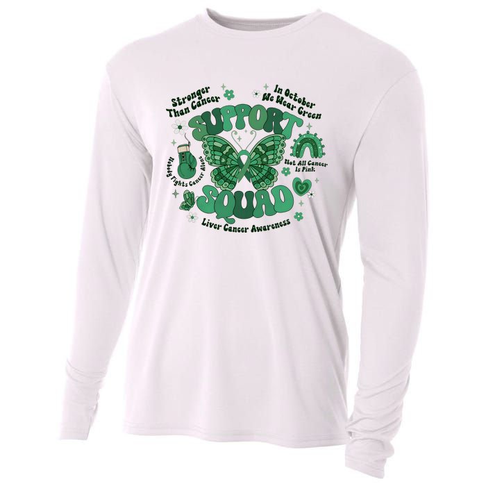 Liver Cancer Awareness Support Squad Butterfly Cooling Performance Long Sleeve Crew