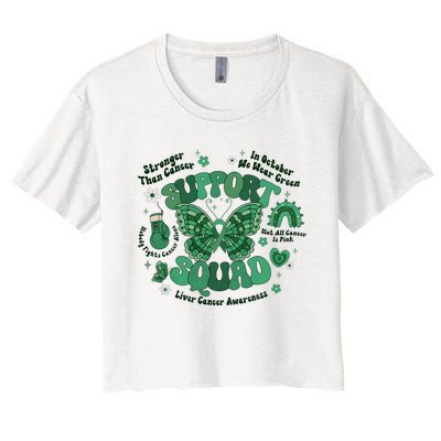 Liver Cancer Awareness Support Squad Butterfly Women's Crop Top Tee