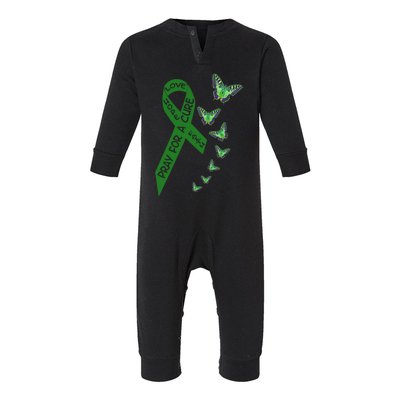 Liver Cancer Awareness Green Ribbon Religious Butterflies Gift Infant Fleece One Piece