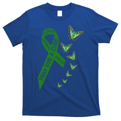 Liver Cancer Awareness Green Ribbon Religious Butterflies Gift T-Shirt